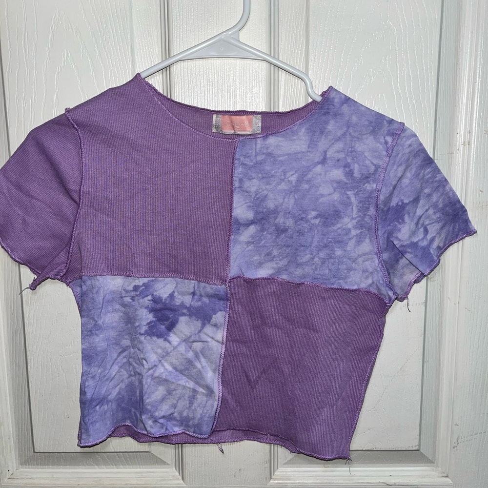 Purple Patchwork Crop Top